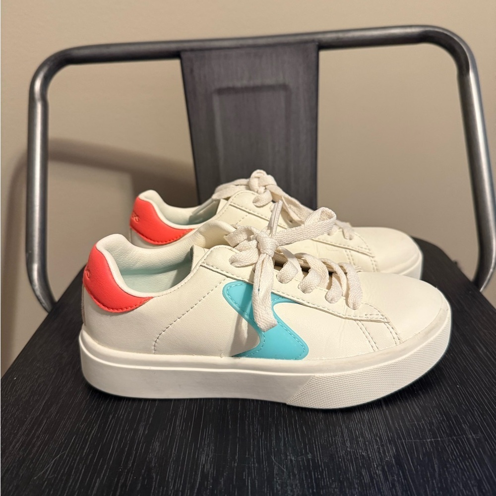Skechers Kids Sneakers in White, Aqua, and Coral - Picture 4 of 13